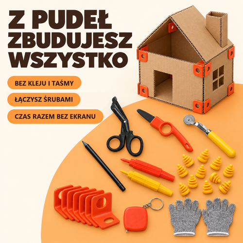 Tekturek – zestaw do budowania z kartonu, grafika hero